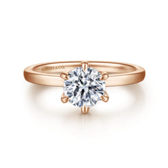 Emma - 14K Rose Gold 6 Prong Round Solitaire Engagement Ring