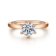 Emma - 14K Rose Gold 6 Prong Round Solitaire Engagement Ring