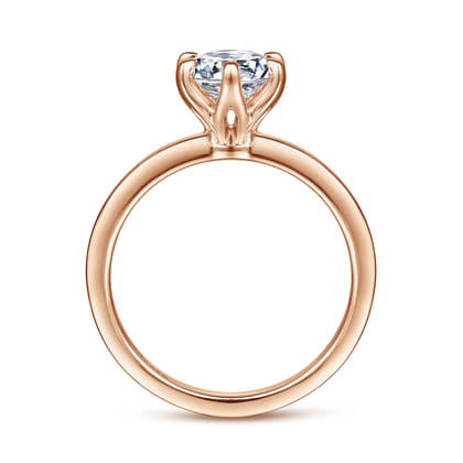 Emma - 14K Rose Gold 6 Prong Round Solitaire Engagement Ring