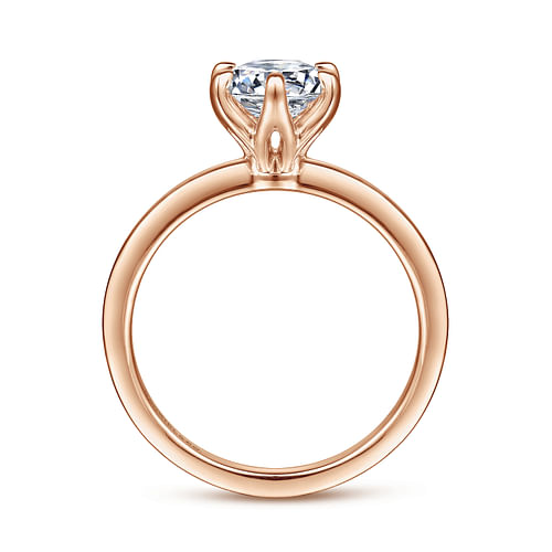 Emma - 14K Rose Gold 6 Prong Round Solitaire Engagement Ring - Shot 2