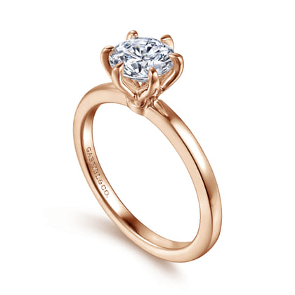 Emma - 14K Rose Gold 6 Prong Round Solitaire Engagement Ring