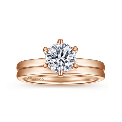 Emma - 14K Rose Gold 6 Prong Round Solitaire Engagement Ring