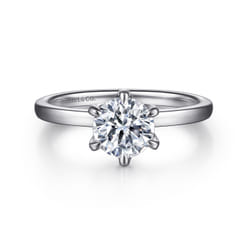 Emma - 14K White Gold 6 Prong Round Solitaire Engagement Ring