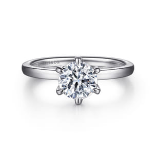 Emma - 14K White Gold 6 Prong Round Solitaire Engagement Ring