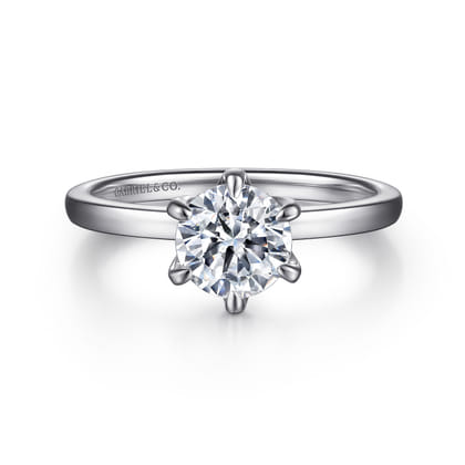 Emma - 14K White Gold 6 Prong Round Solitaire Engagement Ring