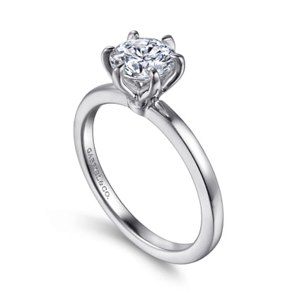 Emma - 14K White Gold 6 Prong Round Solitaire Engagement Ring