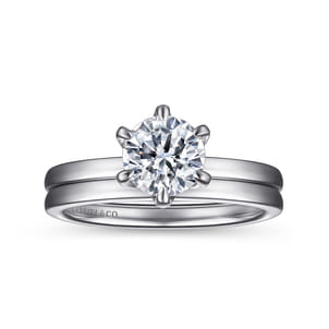 Emma - 14K White Gold 6 Prong Round Solitaire Engagement Ring
