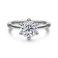 Emma - 14K White Gold 6 Prong Round Solitaire Engagement Ring
