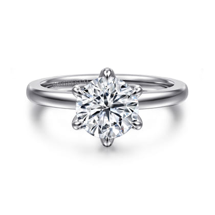 Emma - 14K White Gold 6 Prong Round Solitaire Engagement Ring