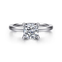 Emma - 14K White Gold Cushion Cut Solitaire Engagement Ring