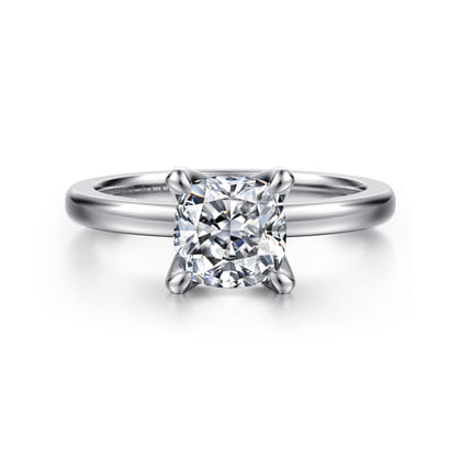 Emma - 14K White Gold Cushion Cut Solitaire Engagement Ring