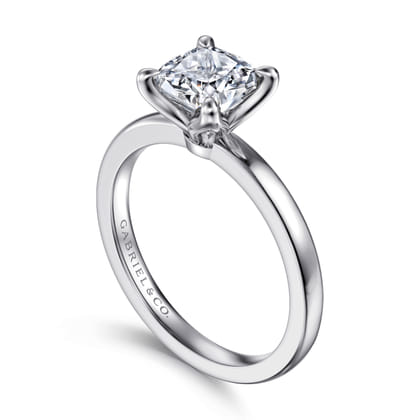 Emma - 14K White Gold Cushion Cut Solitaire Engagement Ring