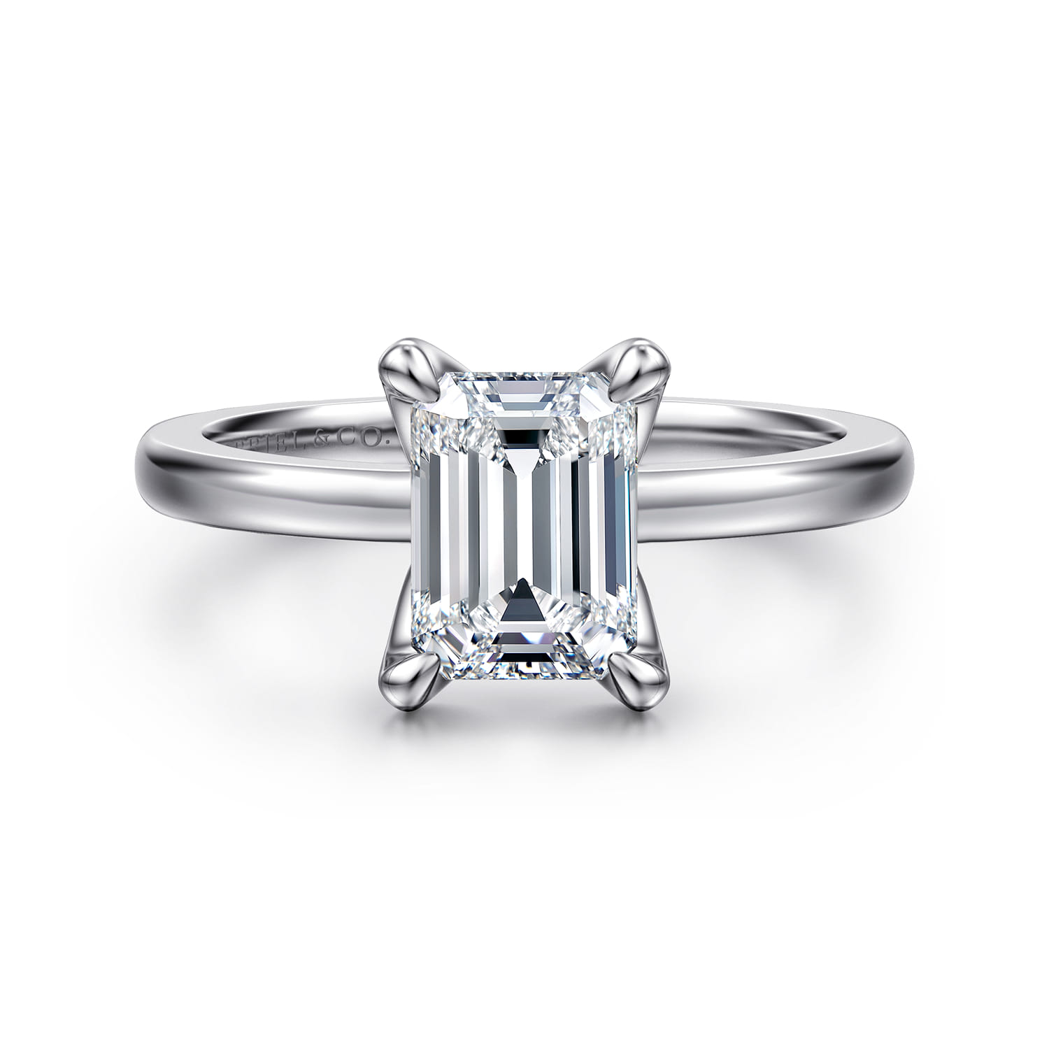 Emma - 14K White Gold Emerald Cut Solitaire Engagement Ring
