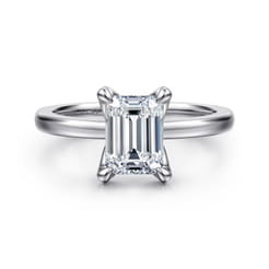 Emma - 14K White Gold Emerald Cut Solitaire Engagement Ring