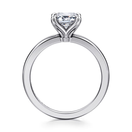 Emma - 14K White Gold Emerald Cut Solitaire Engagement Ring