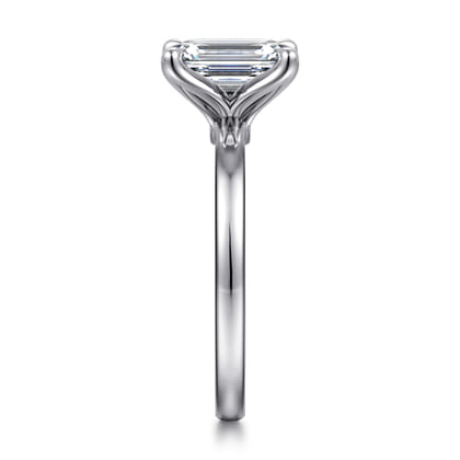 Emma - 14K White Gold Emerald Cut Solitaire Engagement Ring