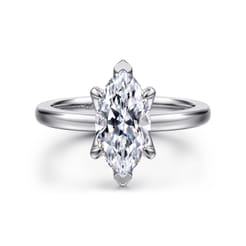 Emma - 14K White Gold Marquise Shape Solitaire Engagement Ring