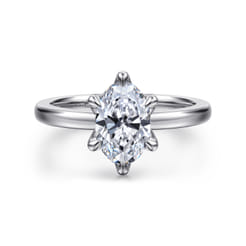 Emma - 14K White Gold Oval Solitaire Engagement Ring