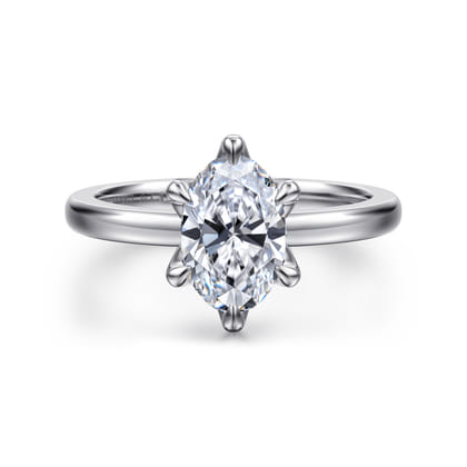 Emma - 14K White Gold Oval Solitaire Engagement Ring