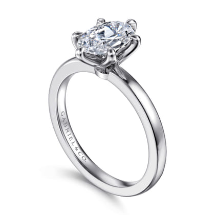 Emma - 14K White Gold Oval Solitaire Engagement Ring