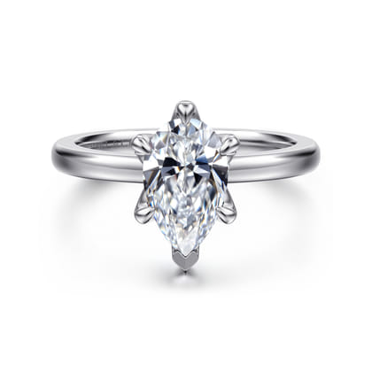 Emma - 14K White Gold Pear Shape Solitaire Engagement Ring