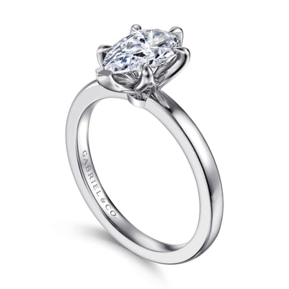 Emma - 14K White Gold Pear Shape Solitaire Engagement Ring