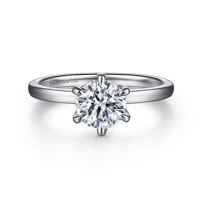 Emma - 14K White Gold Round Solitaire Engagement Ring
