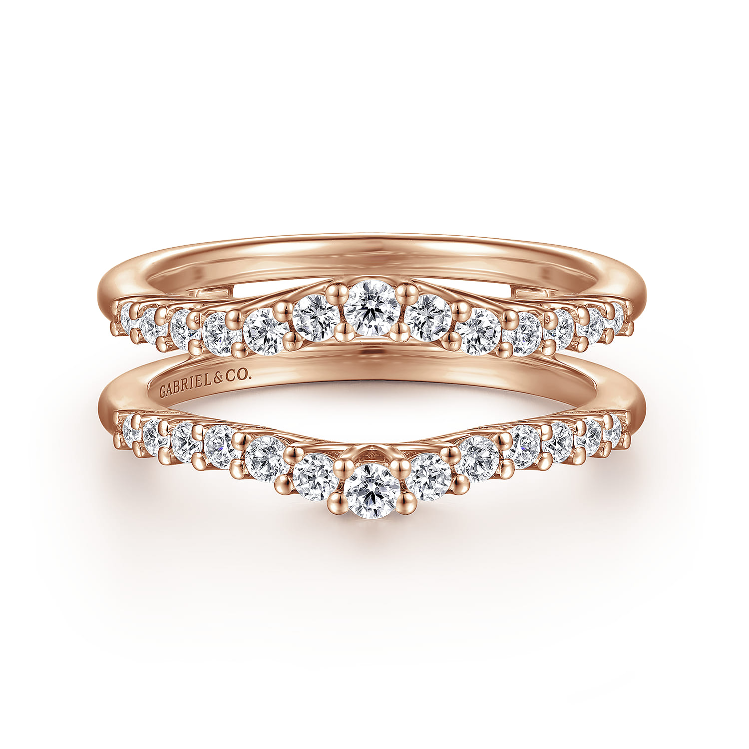 Enhancer Wedding Ring in 14k Rose Gold with Round Natural Diamond at Gabriel & Co. - Shot 1