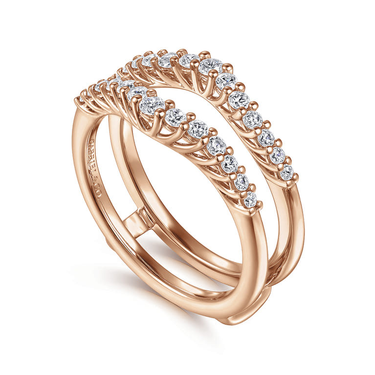 Enhancer Wedding Ring in 14k Rose Gold with Round Natural Diamond at Gabriel & Co. - Shot 3