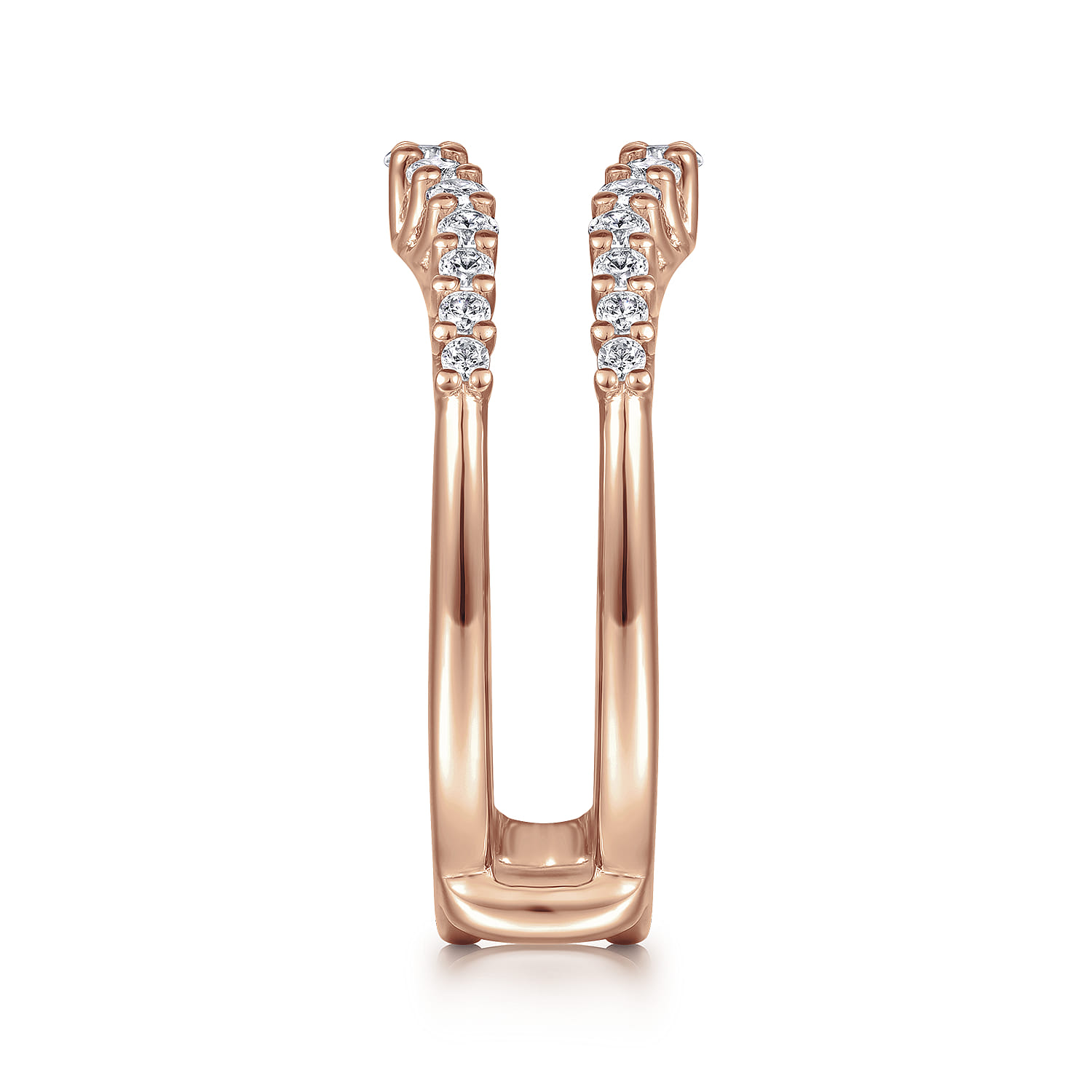 Enhancer Wedding Ring in 14k Rose Gold with Round Natural Diamond at Gabriel & Co. - Shot 4