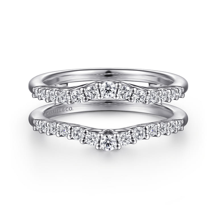 Enhancer Wedding Ring in 14k White Gold with Round Natural Diamond at Gabriel & Co. - Shot 1