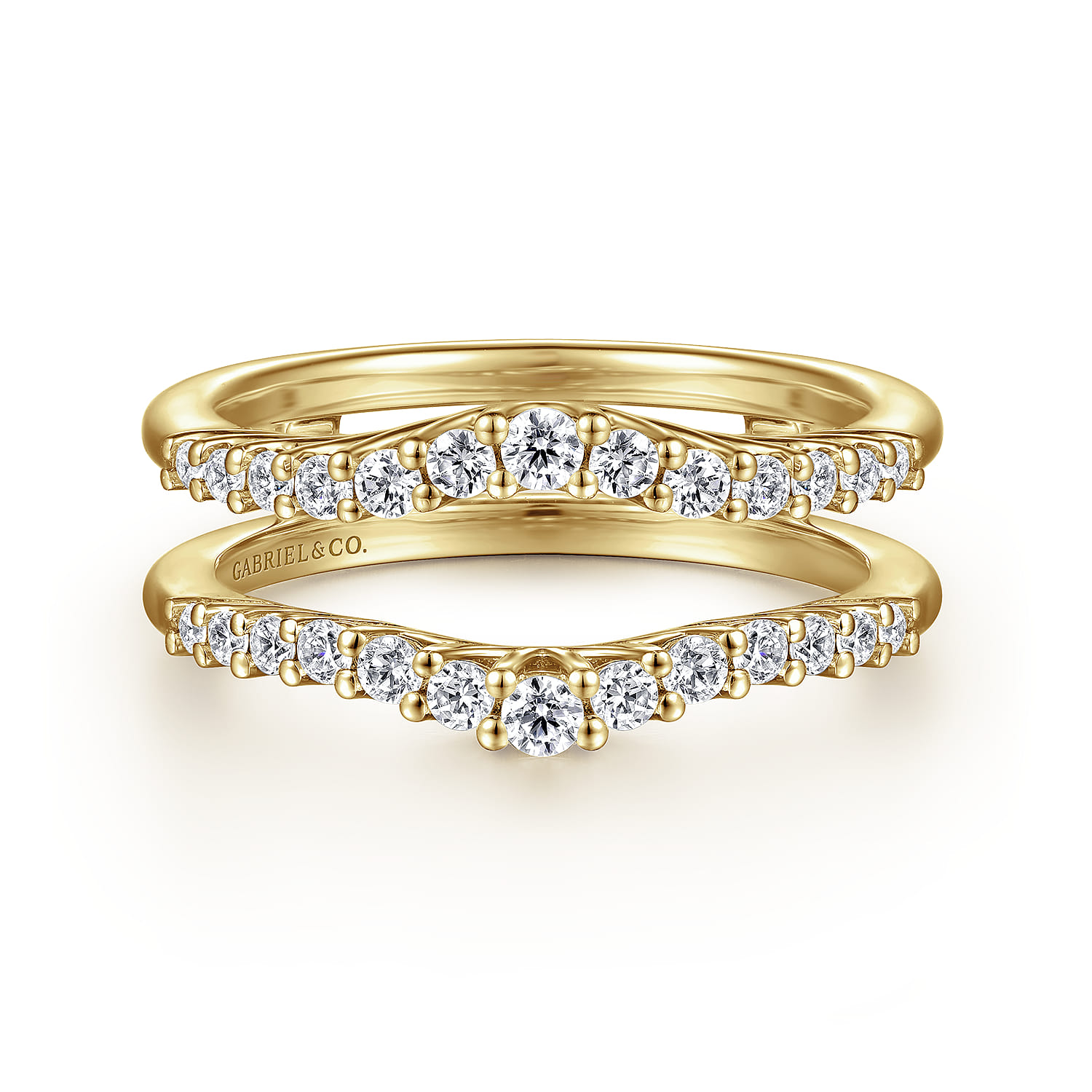 Enhancer Wedding Ring in 14k Yellow Gold with Round Natural Diamond at Gabriel & Co. - Shot 1