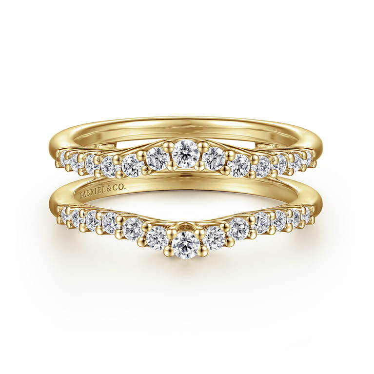 Enhancer Wedding Ring in 14k Yellow Gold with Round Natural Diamond at Gabriel & Co. - Shot 1