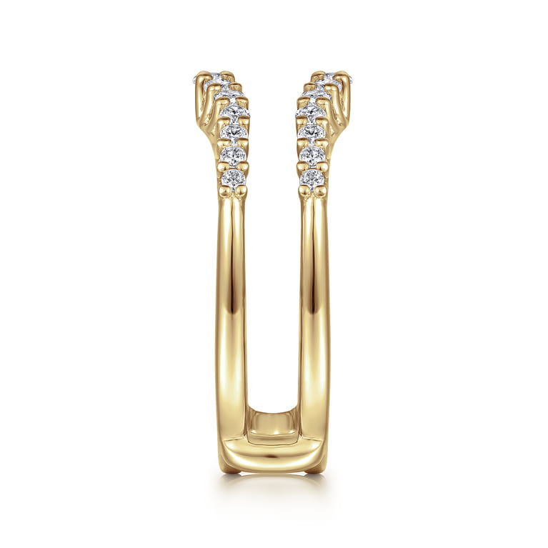 Enhancer Wedding Ring in 14k Yellow Gold with Round Natural Diamond at Gabriel & Co. - Shot 4