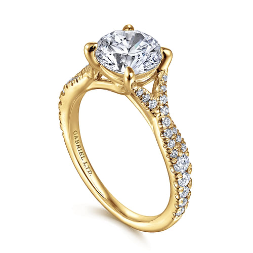 Emmalyn - 18K Yellow Gold Round Diamond Twisted Engagement Ring - 0.33 ct - Shot 3