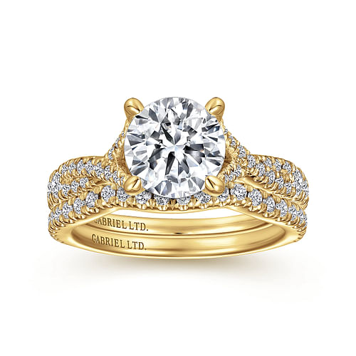 Emmalyn - 18K Yellow Gold Round Diamond Twisted Engagement Ring - 0.33 ct - Shot 4