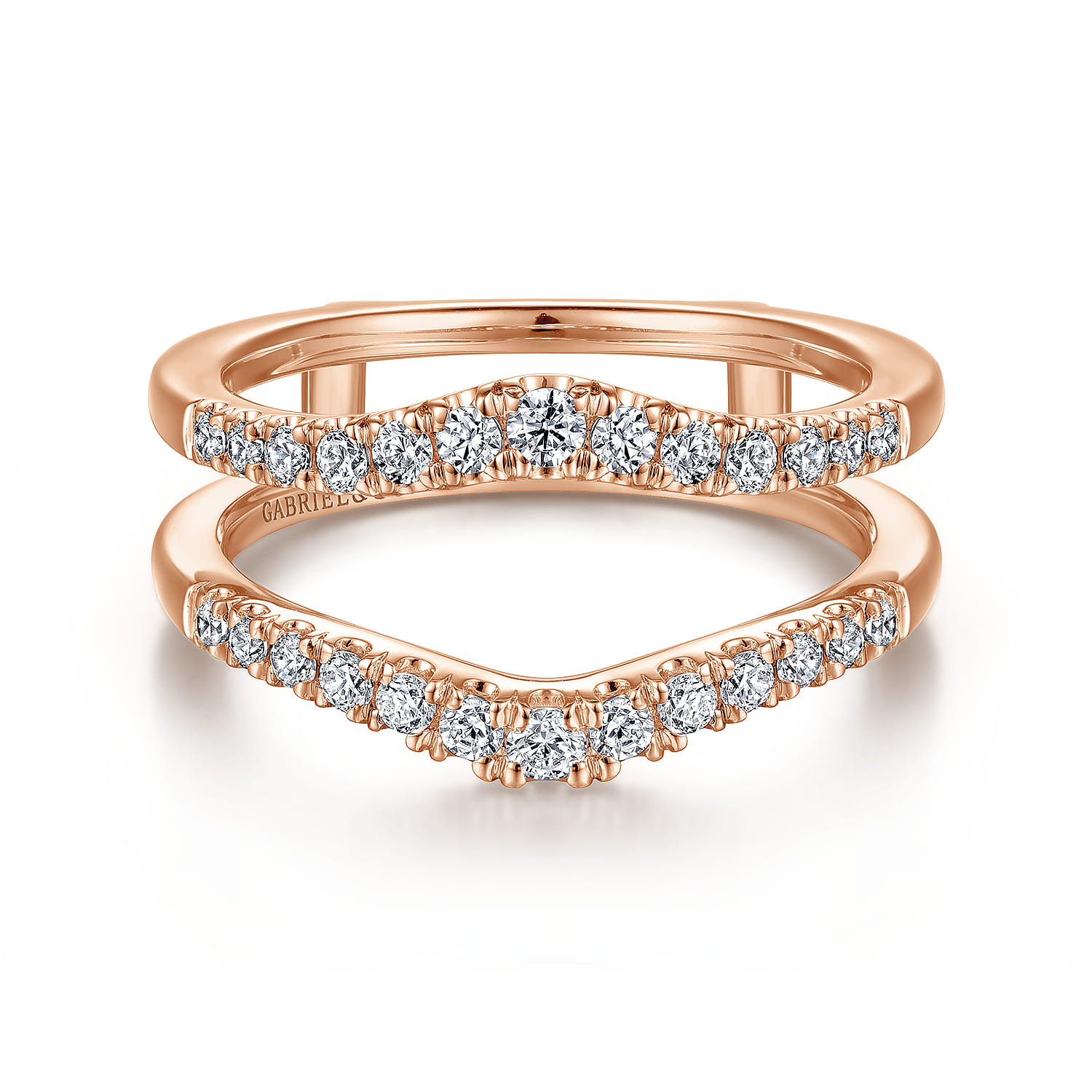 Enhancer Wedding Ring in 14k Rose Gold with Round Natural Diamond at Gabriel & Co. - Shot 1