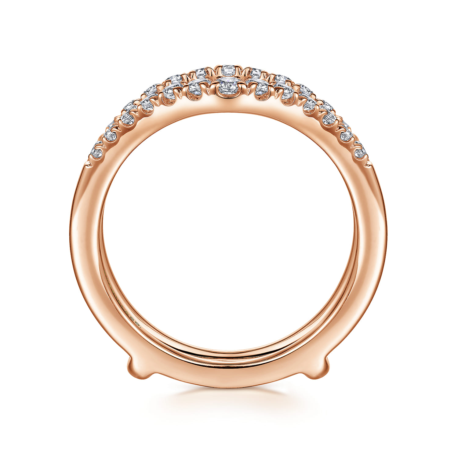 Enhancer Wedding Ring in 14k Rose Gold with Round Natural Diamond at Gabriel & Co. - Shot 2
