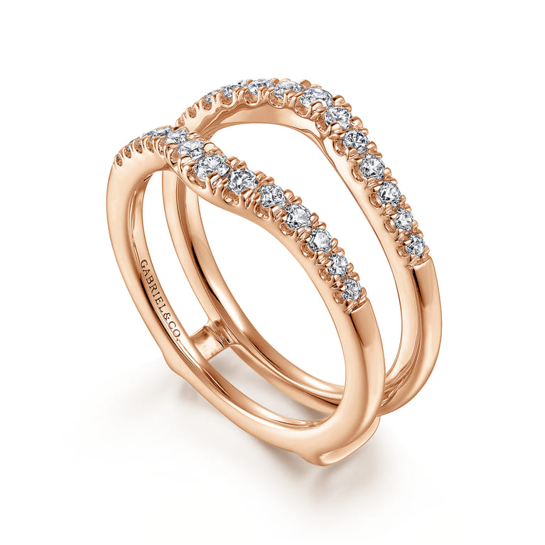 Enhancer Wedding Ring in 14k Rose Gold with Round Natural Diamond at Gabriel & Co. - Shot 3