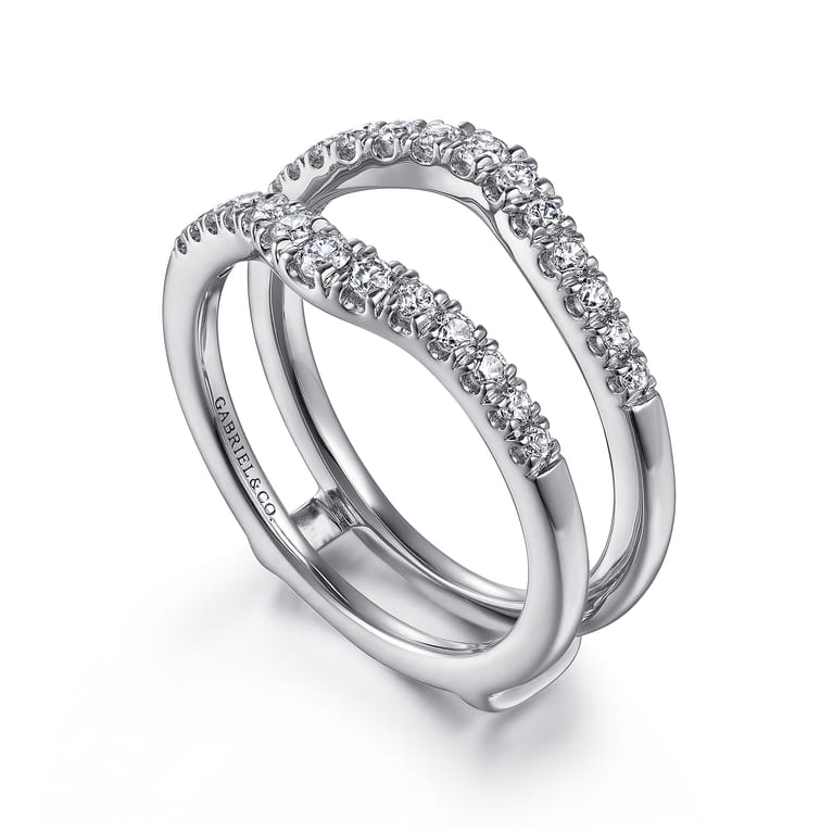 Enhancer Wedding Ring in 14k White Gold with Round Natural Diamond at Gabriel & Co. - Shot 3