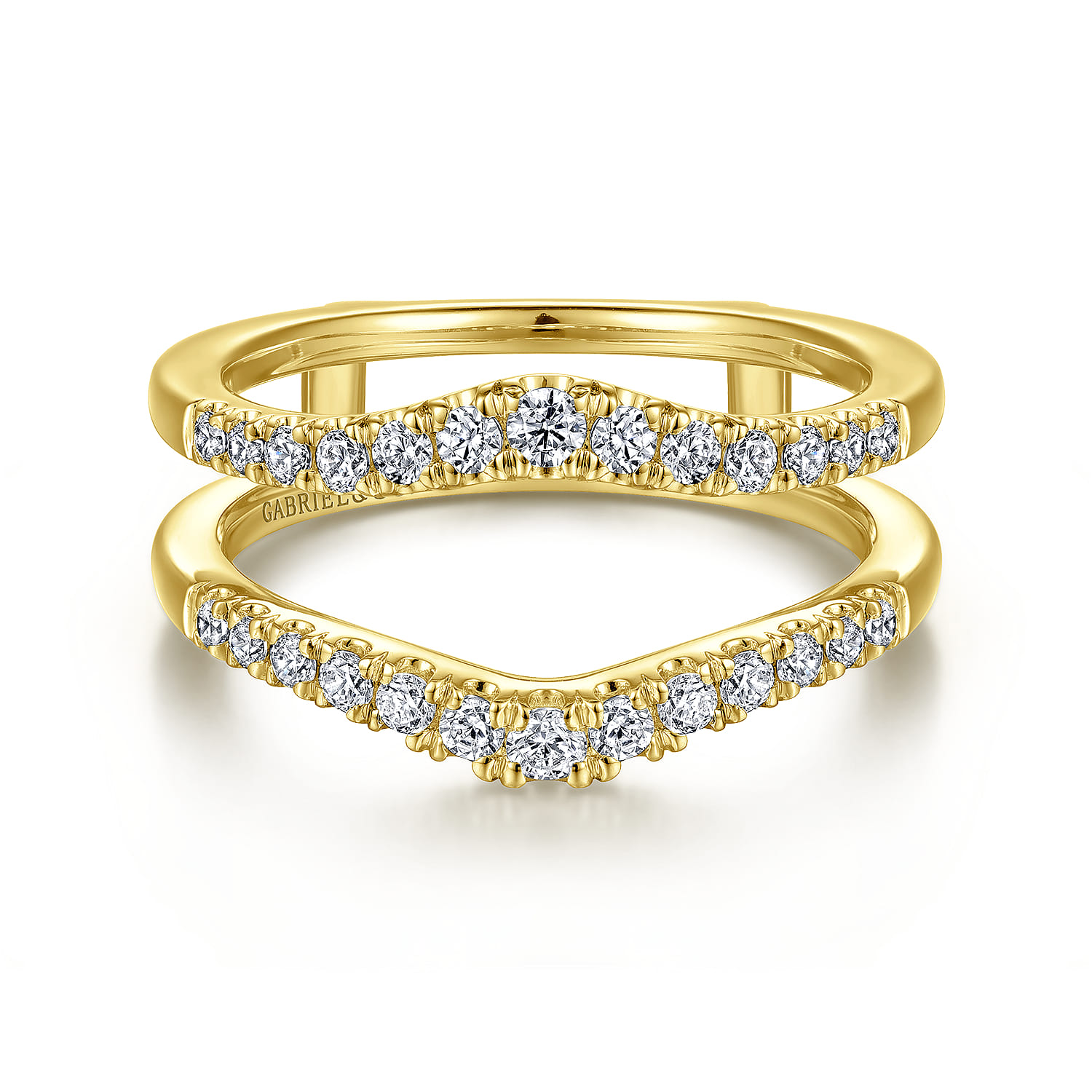 Enhancer Wedding Ring in 14k Yellow Gold with Round Natural Diamond at Gabriel & Co. - Shot 1