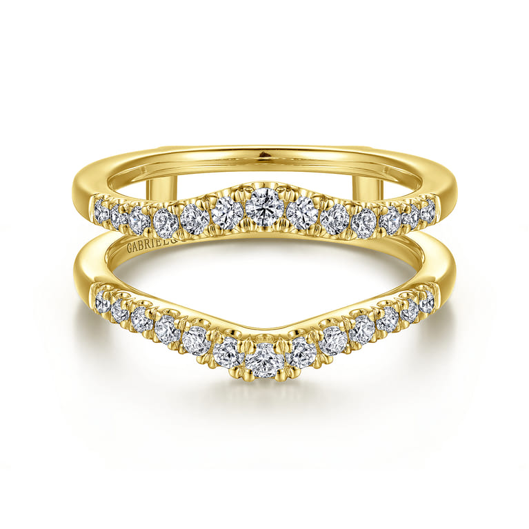 Enhancer Wedding Ring in 14k Yellow Gold with Round Natural Diamond at Gabriel & Co. - Shot 1
