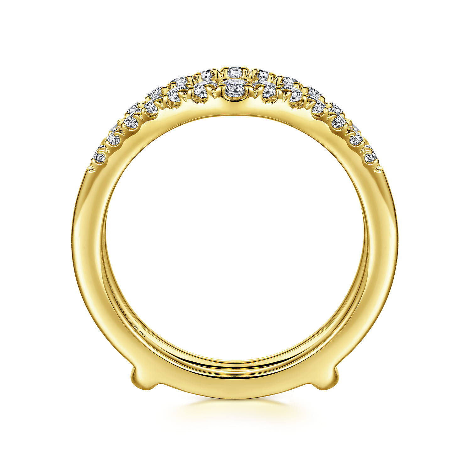 Enhancer Wedding Ring in 14k Yellow Gold with Round Natural Diamond at Gabriel & Co. - Shot 2