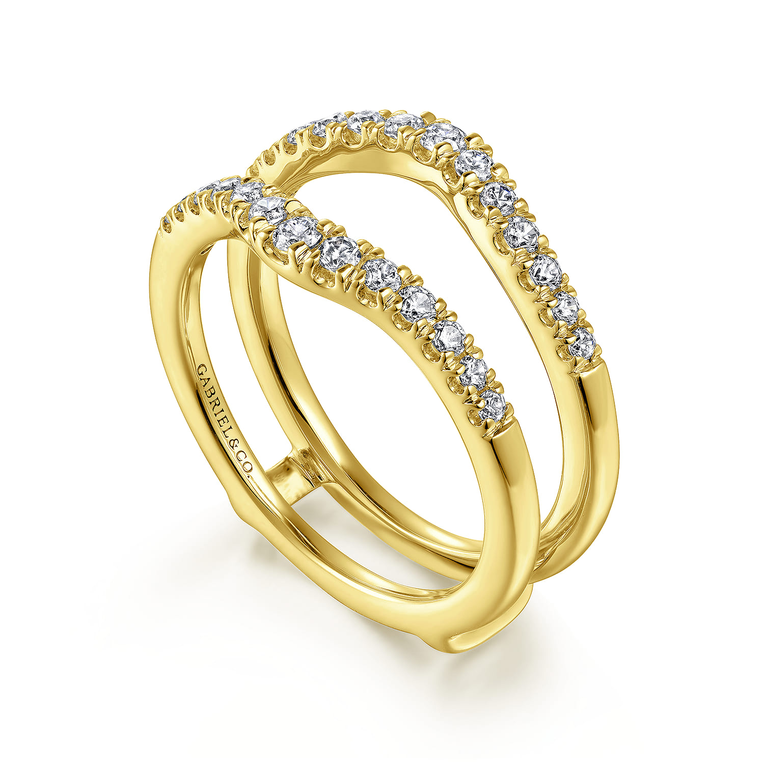 Enhancer Wedding Ring in 14k Yellow Gold with Round Natural Diamond at Gabriel & Co. - Shot 3
