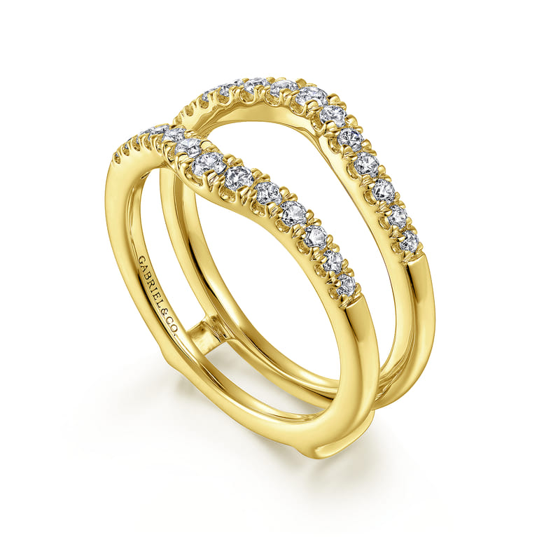 Enhancer Wedding Ring in 14k Yellow Gold with Round Natural Diamond at Gabriel & Co. - Shot 3
