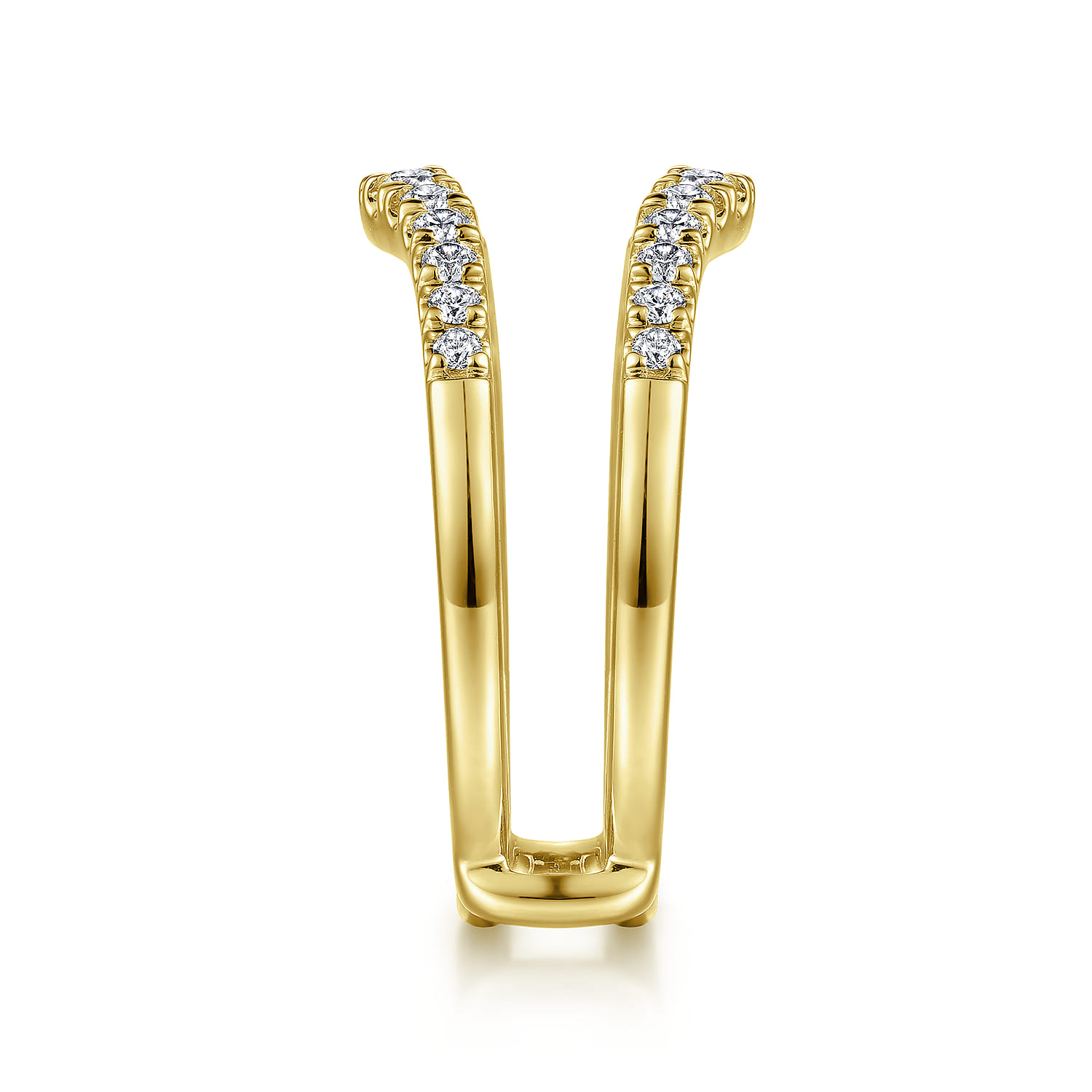 Enhancer Wedding Ring in 14k Yellow Gold with Round Natural Diamond at Gabriel & Co. - Shot 4