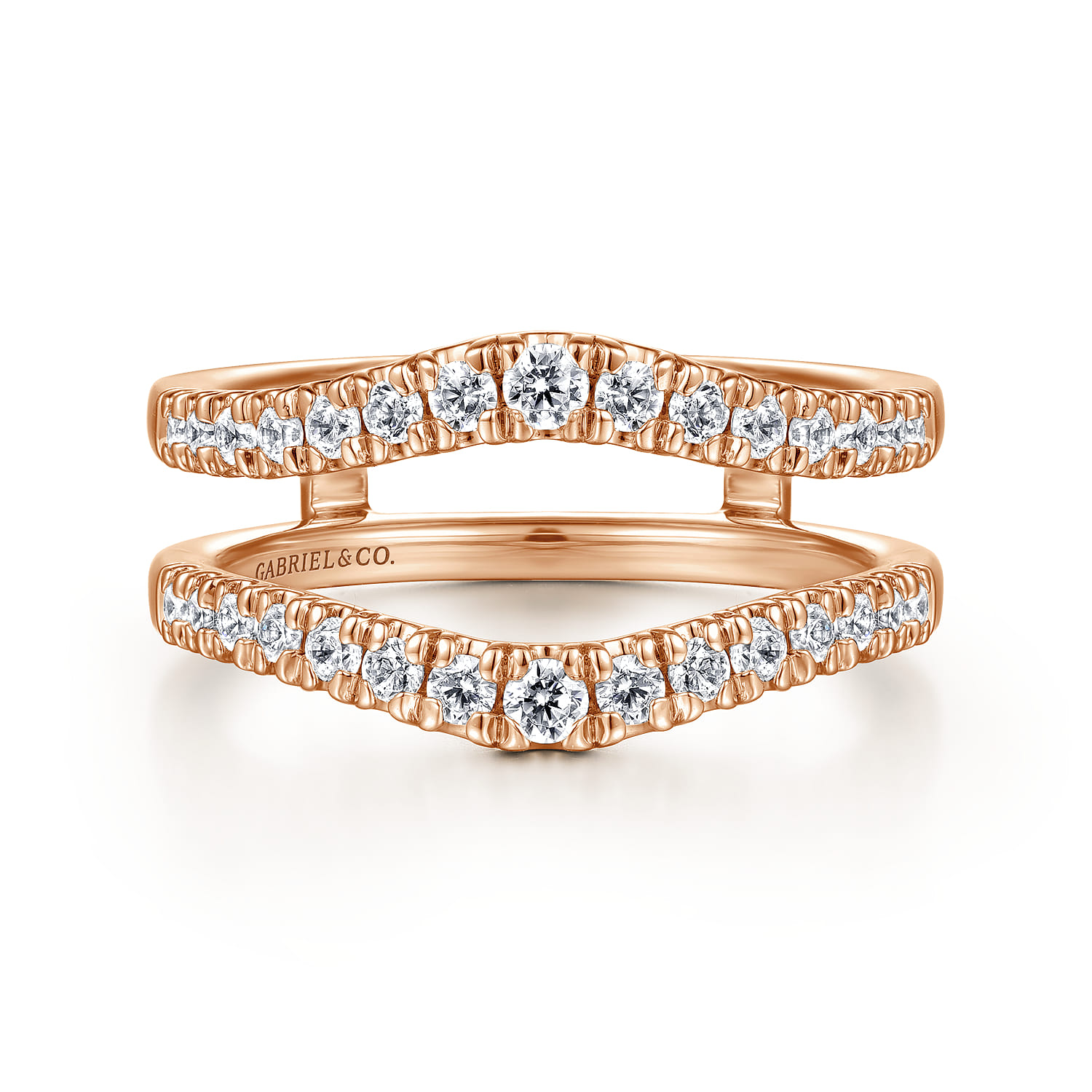 Enhancer Wedding Ring in 14k Rose Gold with Round Natural Diamond at Gabriel & Co. - Shot 1