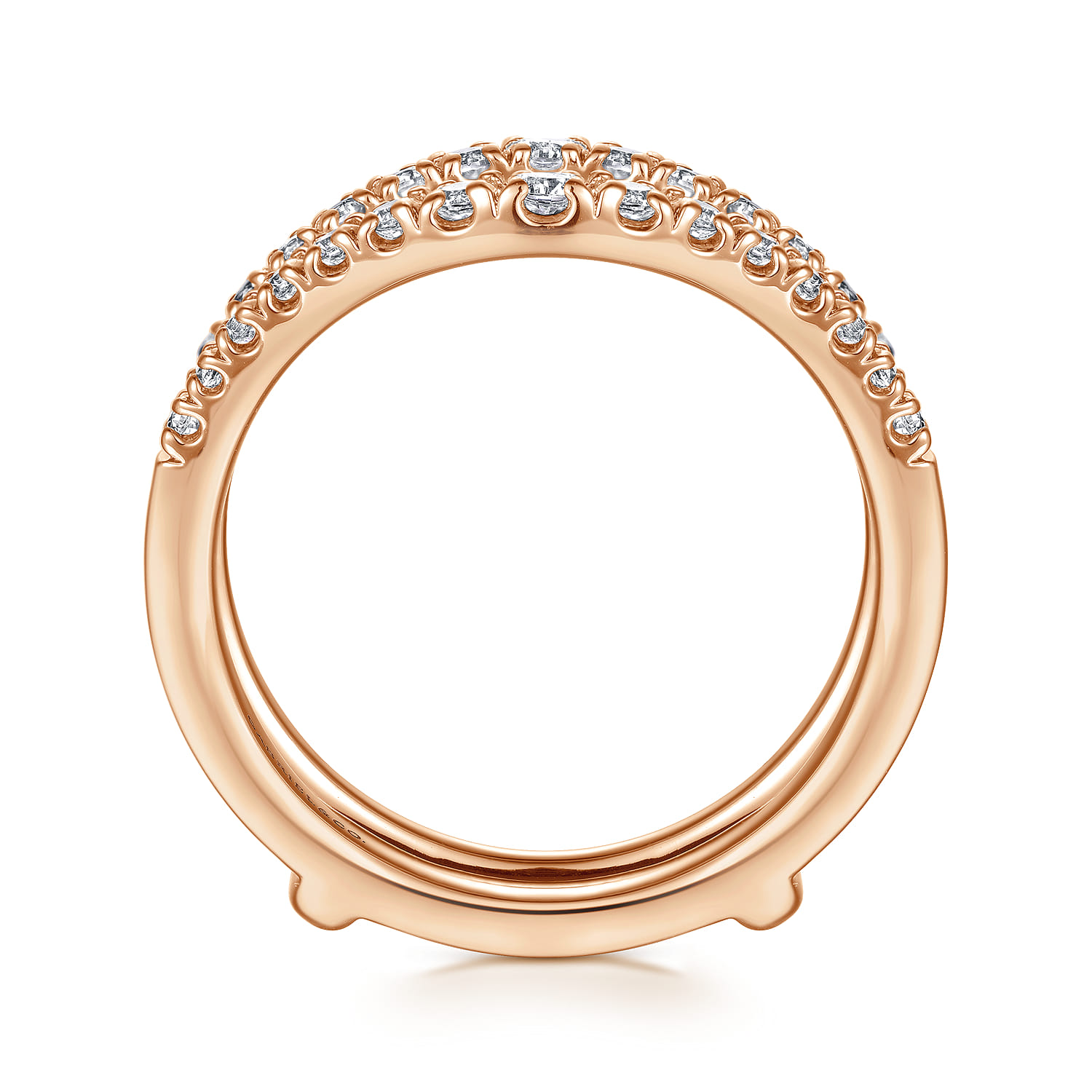 Enhancer Wedding Ring in 14k Rose Gold with Round Natural Diamond at Gabriel & Co. - Shot 2
