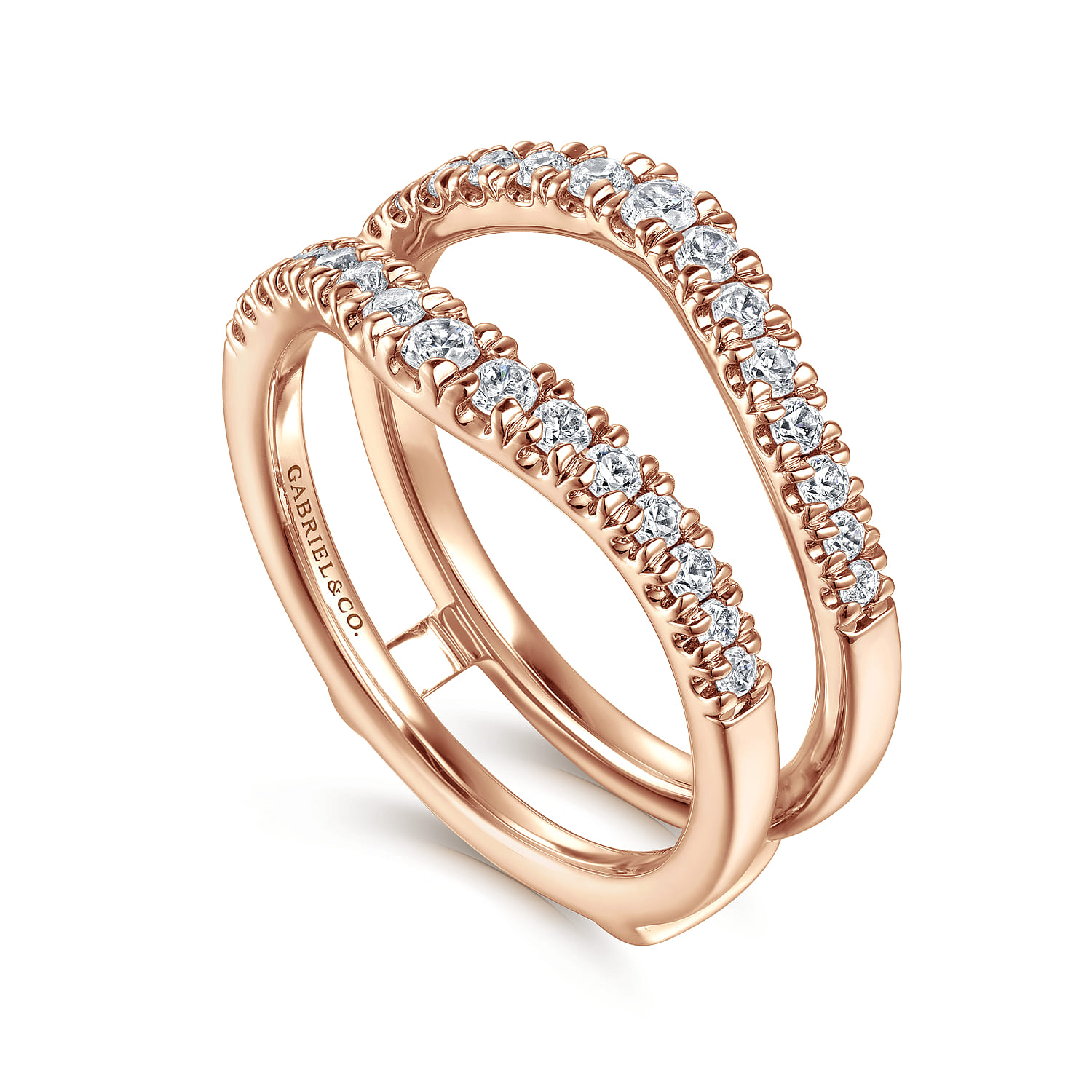 Enhancer Wedding Ring in 14k Rose Gold with Round Natural Diamond at Gabriel & Co. - Shot 3