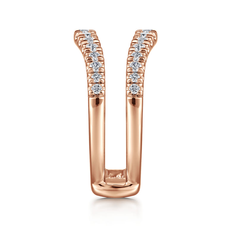 Enhancer Wedding Ring in 14k Rose Gold with Round Natural Diamond at Gabriel & Co. - Shot 4